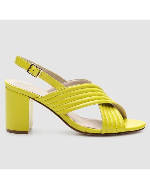 Sandales en Cuir Hilin jaunes - Talon 7 cm